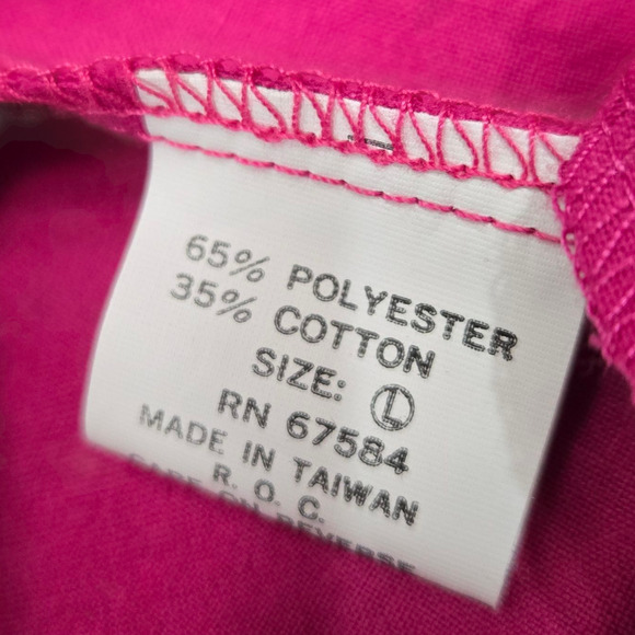 Vintage 80s Hot Pink Tracksuit Set Half Zip Jacket Straight Leg Pants Size Large - Picture 14 of 16